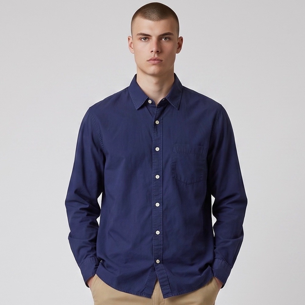 Corridor Button Down Shirt Mens Large Navy Blue Long Sleeve Cotton Pocket